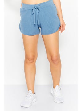 Buy Women Textured Basic Shorts, Blue in UAE