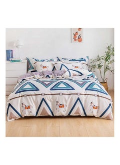 Buy 6-Piece Double Size Duvet Cover Set Microfiber Patina 1 Duvet Cover 200x230 cm, 1 Flat Sheet 220x280 cm, 4 Pillow Cover 48x74 cm Multicolour in UAE