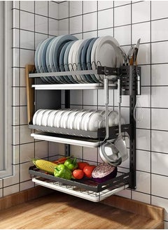 اشتري Stainless Steel Wall Mount Kitchen Dish Rack, Dish Drainer for Plates, Bowls, Cups, Cutting Boards, Utensils & Knife, Heavy Duty Rust-Resistant Plate Rack with Removable Trays, Space Saving في الامارات