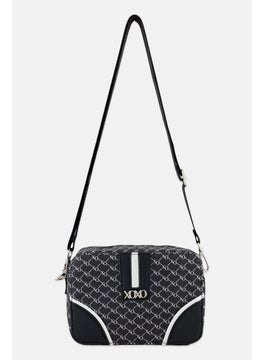 اشتري Women Cross Body Brand Logo Bag 13 H x 19 L 8  W cm, Black/Silver في الامارات