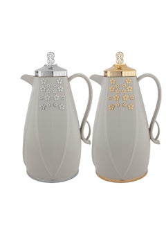 اشتري 2-Piece Deva Coffee And Tea Vacuum Flask Set 1.0/1.0 Liter Grey في السعودية