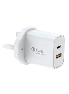 Buy ETC-2N1 20W PD Fast A+C Dual Ports Travel Charger With 2-in-1 (USB-A to Type-C + Light ning Ports) Cable White in UAE
