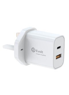 Buy ETC-2N1 20W PD Fast A+C Dual Ports Travel Charger With 2-in-1 (USB-A to Type-C + Light ning Ports) Cable White in UAE