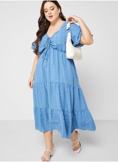 Buy Ruched Detail Tiered Dress in UAE