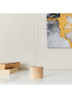 اشتري Eva Metal Candle Holder With Wooden Base 18 x 28 x 8 cm في الامارات