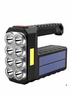 Buy 3000 Lumens Solar Rechargeable Handheld Flashlight LED Waterproof 1200 Mah Battery USB Fast Charging in UAE