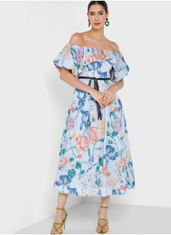 Buy Floral Print Ruffle Tiered Dress in UAE