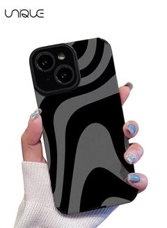 Buy Compatible with iPhone 15 Case with Fashion Simple Cute Zebra Stripes Pattern Case for Women Girls Soft Silicone Protection Case for iPhone 15-Gray in UAE