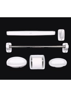 Buy Ceramic Bathroom Accessories 6 Pcs Set With Chrome Towel Rod Ceramic Full Bathroom Accessories Set For Bathroom Commercial Lavatories L 60 X W 16 X H 15 Cm White in UAE