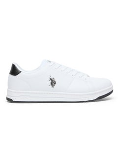 Buy Men's White Low-Top Sneakers with Black Heel Accent - Stylish Lace-Up Design with Comfort Cushioned Sole for Everyday Wear in UAE