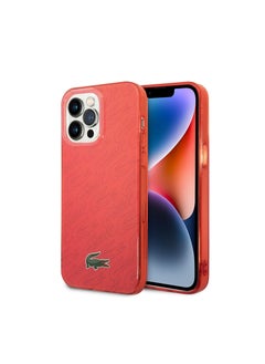 Buy Lacoste iPhone 14 Pro Max Hard Case IML Double Layer & Dyed Bumper Signature Pattern, Scratch Protection & Easy Snap-On - Red in UAE