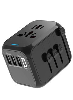 Buy International Power Plug Adapter with 3 USB Ports & 1 Type-C Port (5V/3A), 4 AC Outlet Adaptor Charger for US to Most of Europe Iceland Spain Italy France Germany in UAE