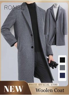 Buy Flannel Jackets for Men Winter Long Jacket Overcoat Stylish Wool Trench Coat Premium Winter Business Top Coat Single breasted tailored coat with a relaxed fit in Saudi Arabia