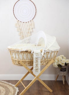 Buy Moses basket cradle with foldable wooden stand in Saudi Arabia