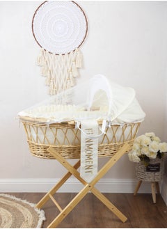 Buy Moses basket cradle with foldable wooden stand in Saudi Arabia