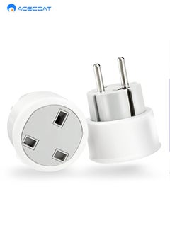 اشتري UK to European Plug Adapter 1 Pack, Grounded Travel Adapter UK to Europe, Travel Plugs UK to EU Plug Adapter, US/UK to Euro Plug Adapter for Spain, Turkey, Greece, France, Poland and More (Type E/F) في السعودية