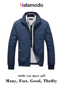 Buy Blue XXXL Size Autumn and Spring Jacket Men's Stand Collar Jacket in UAE