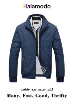 Buy Blue XXXL Size Autumn and Spring Jacket Men's Stand Collar Jacket in UAE