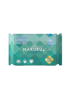 اشتري Makuku Baby Wet Wipes,99% Water Based Wipes, Plastic-Free Textured Clean, Toddler & Baby Wipes, Unscented & Hypoallergenic for Sensitive Skin,Close to skin ph, 20 Wipes في الامارات