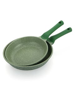 Buy Prestige Essentials Granite Non Stick Set Combo | 24cm + 28CM Fry Pan Set | Induction Cookware Set 2 Pieces Green in UAE