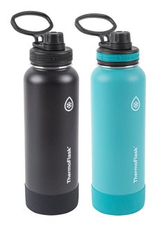 اشتري Thermoflask Insulated Water Bottle 2 Pack, 40oz (Black-Blue) في الامارات