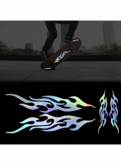 اشتري 4 Pcs 12cm+29cm Flame Reflective Sticker for Car Flame Racing Sports Stripe Decal for Golf Cart Vinyl Waterproof Decal DIY for Car Body Side Truck SUV Off-Road Vehicles Skateboard (Gradient) في الامارات