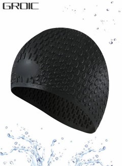 Buy Swimming Caps Silicone Swimming Hat Pool Waterproof Sports Adult Swimwear Accessories Comfortable Bathing Cap for Adult Black in Saudi Arabia