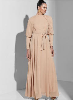 Buy High Neck Pleated Dress in Saudi Arabia