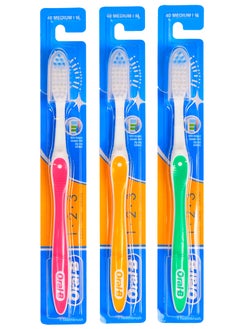 Buy Oral B123 Fresh Toothbrush - 40 Medium Multicolour , 3 Piece in Egypt