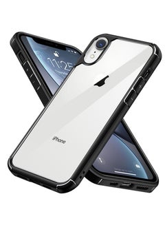 Buy iPhone Xr Case Clear Cover Ultra Thin Silicone Shockproof Hard Back Cases Transparent Protective Slim Phone Case for Apple iPhone Xr 6.1 inch - Black in Saudi Arabia