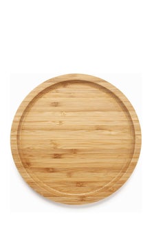 اشتري Round Bamboo Tray, Wood Plates, Wooden Serving Platter, Fruit, Bread, Salad Plate, Charcuterie Serving Board, for Dining / Coffee Table, 7.9 inch, 1 Pcs في الامارات