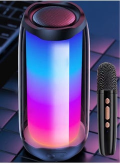 Buy Bluetooth Speaker Black With 1 Wireless Microphones For Karaoke and Play Music Portable Karaoke Machine Multiple Fuctions Voice Changing Effects LED Dancing Light Remove Original Singer's Voice For Ki in Saudi Arabia