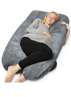 Buy Pregnancy Pillow, Full Body Pillow with Reversible Velvet Cover, U Shaped Maternity Pillow  for Pregnant Women and Sleeping Support(Dark Grey) in Saudi Arabia