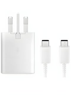 Buy 3-Pin Super Fast Charging 25W Power Adapter With Type-C Cable White in Saudi Arabia