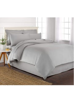 Buy Bamboo Duvet Cover Single Size 150x200 cm With Button Closing and Corner Ties 400TC Cool, Anti-Allergic, Soft and Silky – Silver in UAE