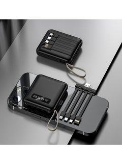 اشتري Digital display charging treasure is compact and portable, with four USB cables, 10000 mAh, universal mini mobile power supply for all mobile phones and tablets (black) في السعودية