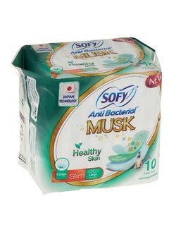 Buy Sofy Slim AntiBacterial Musk Large Pads 29cm, 10pcs in UAE