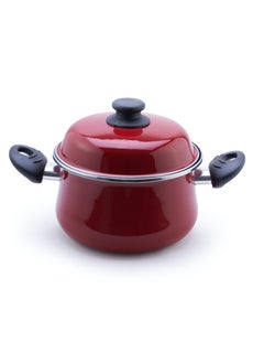 Buy 2 Piece Sauce Pan Steel With Premium Lid Silver 20  Steel Red in Saudi Arabia