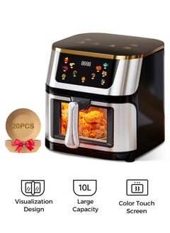 اشتري XXL Air Fryer With 10L Basket Smart Color Touch Screen With Rapid Hot Air Circulation For Frying Grilling Broiling Roasting and Baking For Party And Home Use 1400W في الامارات