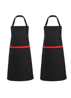 Buy 2 Pack Adjustable Bib Apron with Pockets Waterdrop Resistant Cooking Kitchen Aprons for Women Men Chef Couple BBQ Painting in UAE