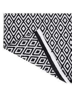 Buy Small Black White Cotton Rag Rug Doorway Entryway With Diamond Pattern Geometric Area Rug 34X21 Inches Rectangle in Saudi Arabia