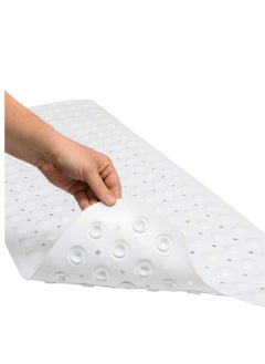 Buy Bath Tub Shower Mat 100x40cm Non-Slip and Extra Large, Bathtub Mat with Suction Cups, Machine Washable Bathroom Mats with Drain Holes in UAE