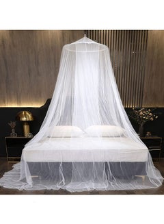 اشتري Round Lace Dome Bed Canopy Mosquito Net For for Single Twin Full Queen King Size Bed or Outdoor Polyester White 60x260x1100centimeter في السعودية