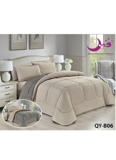 Buy Quilt  Bedspread 6 Pieces Medium Filling Two Sides Microfiber 230x250 cm in Saudi Arabia