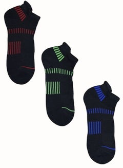 Buy 3 Pack Men Sports Socks Half Terry Black Color in UAE