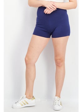 اشتري Women Plus Size Basic Organically Grown Cotton Hot Shorts, Navy في الامارات