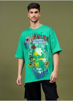 اشتري Desire Graphic Print Oversized T-Shirt with Drop Shoulder Sleeves في السعودية