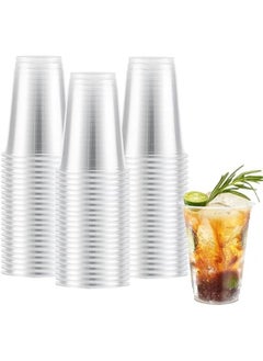 Buy 100 Count Disposable 12 oz Clear Plastic Cups for Cold Drinks - Bulk PET Cups for Iced Coffee, Smoothies, Beverages in Saudi Arabia