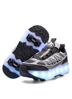 Buy Roller Skates 4 Wheels Shoes for Kids - New Upgrade Skates Sneakers LED Light Up Rechargeable Sport Sneaker for Boys Girls Beginner More Balanced in Saudi Arabia