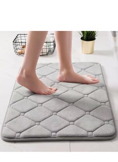 اشتري 1-Piece Coral Velvet Bathroom Mats Absorbent Anti-Slip Bath Mat Bath Rugs Grey 60x40 Centimeter في الامارات